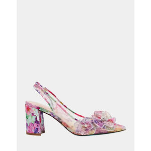 Betsey Johnson Petra Bright Floral Mesh Slingback Heels 9.0